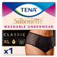 Tena Silhouette Washable Absorbent Underwear Classic Black Size Xl