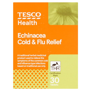 Tesco Echinacea Cold & Flu Relief 30S