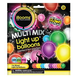 Illooms Mixed Assorted Balloons - 15Pk