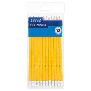 Tesco Hb Pencils With Erasers 12 Pack Bulk Tray