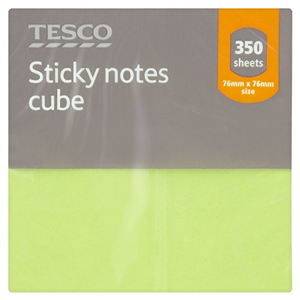 Tesco Sticky Note Cube 76 X 76Mm 350Sht