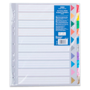 Tesco A4 Extra Wide Subject Dividers