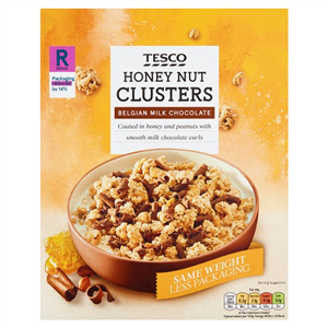 Tesco Honey Nut Clusters Milk Chocolate Cereal 500G