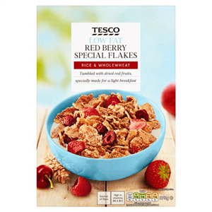Tesco Special Flakes Red Berry Cereal 375G