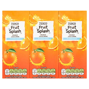Tesco Whole Orange Juice Drink No Added Sugar 3X250ml