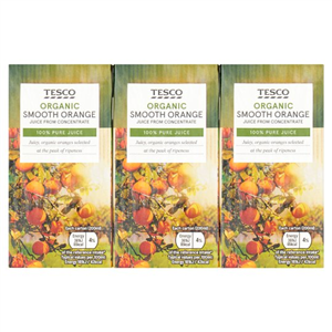 Tesco Organic Orange Juice 3X200ml