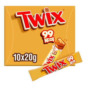 Twix 99K Cal Chocolate Biscuit Bars 10 Pack 200G